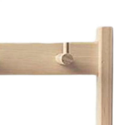 Light-colored wooden wind chime stand with easy assembly, smooth finish, and stable design for tabletop use