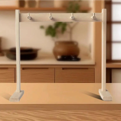 White wooden wind chime stand with four hooks stable easy assembly chime holder for tabletop use