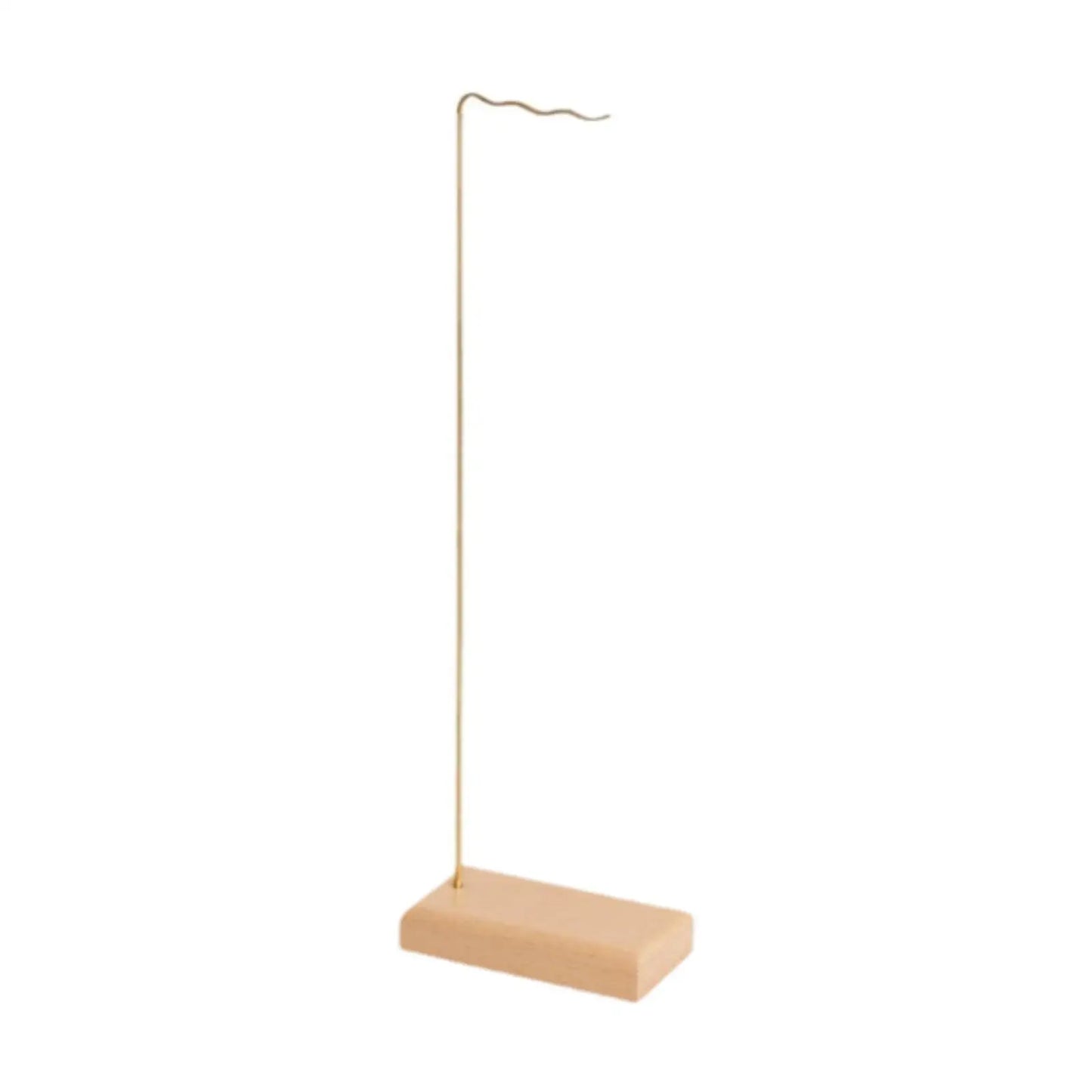 Gold wire wind chime stand with rectangular wooden flat base for wedding event home indoor garden use wind chime rack