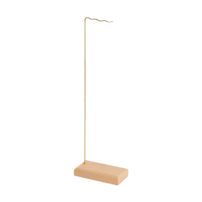 Gold wire wind chime stand with rectangular wooden flat base for wedding event home indoor garden use wind chime rack