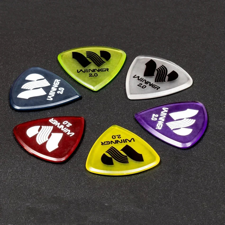 Six colorful translucent winner hybrid polycarbon guitar picks with logo for acoustic electric guitar box accessories