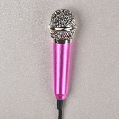 Pink wired 3.5mm stereo studio microphone earphone ktv with silver mesh grille and metallic accents for karaoke mini microfon use