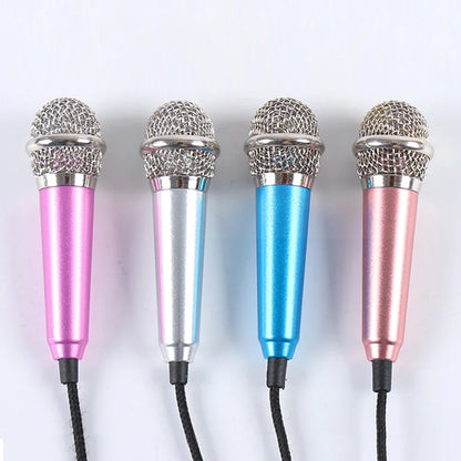 Four colorful wired 3.5mm stereo studio microphone earphone ktv karaoke mini microfon with metallic mesh grilles
