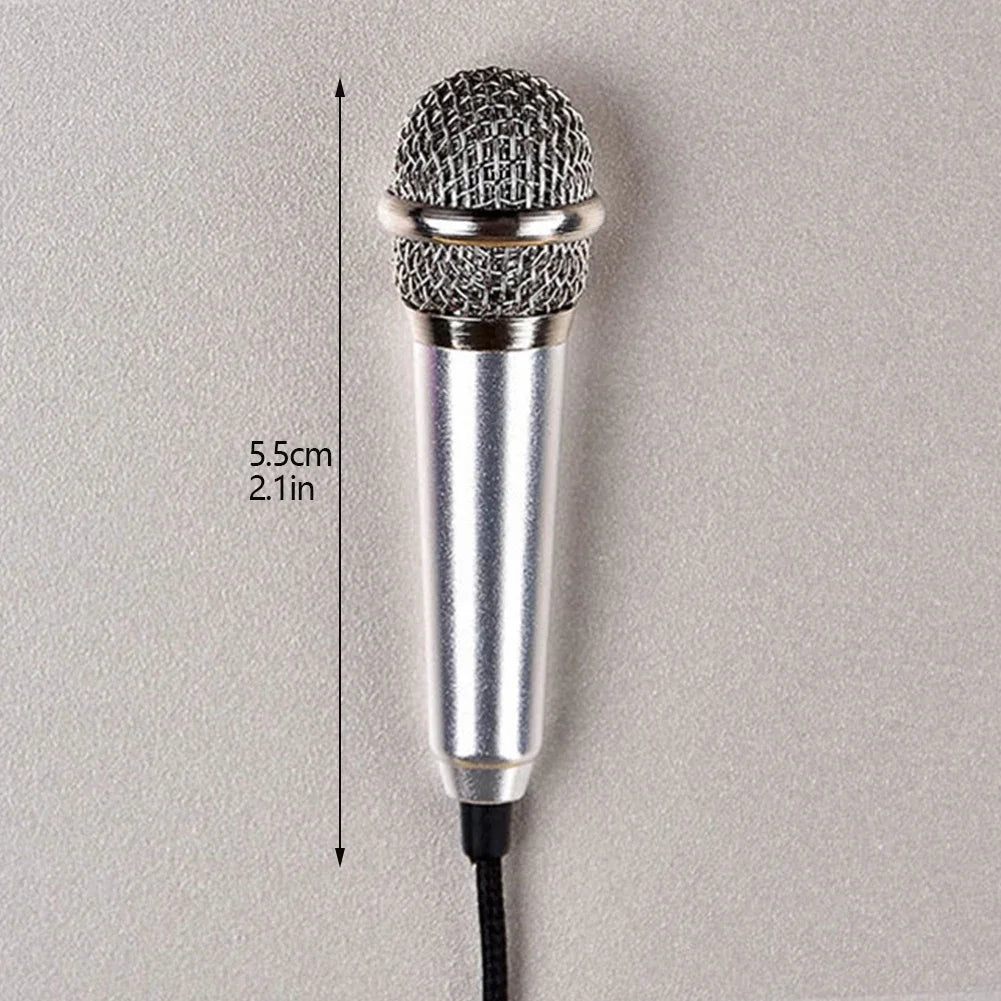 Silver wired stereo studio microphone earphone ktv with mesh grille and black 3.5mm cable for karaoke mini microfon use