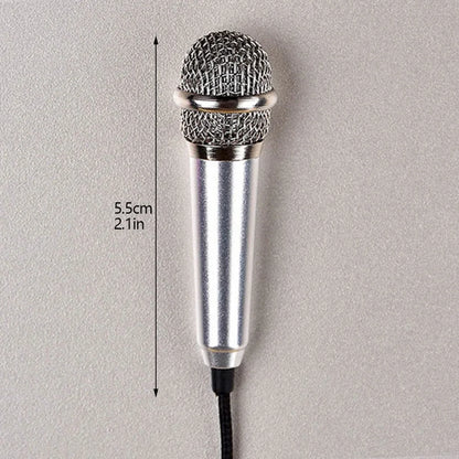 Silver wired stereo studio microphone earphone ktv with mesh grille and black 3.5mm cable for karaoke mini microfon use