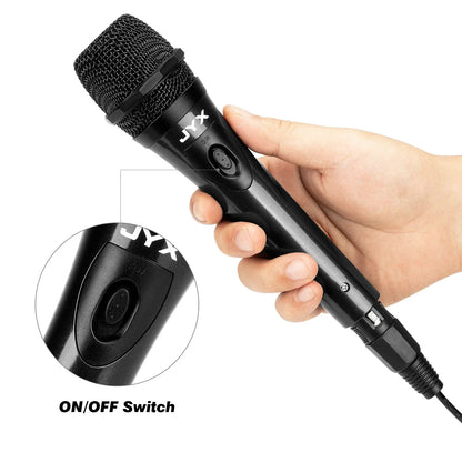 Black jyx wired dynamic super-cardioid vocal microphone handheld with mesh grille and textured grip for live vocals karaoke