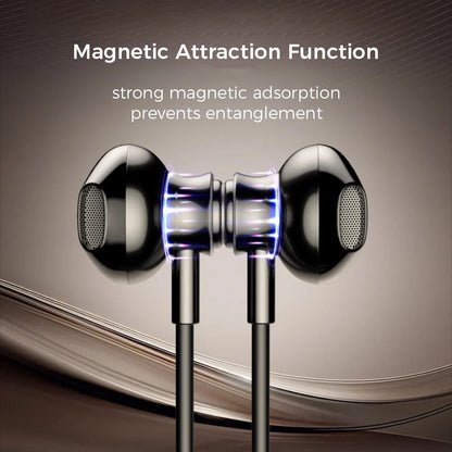 Black wired headphones with magnetic attraction wire control earplugs USB type C for iphone galaxy s25 s24 s23 s22