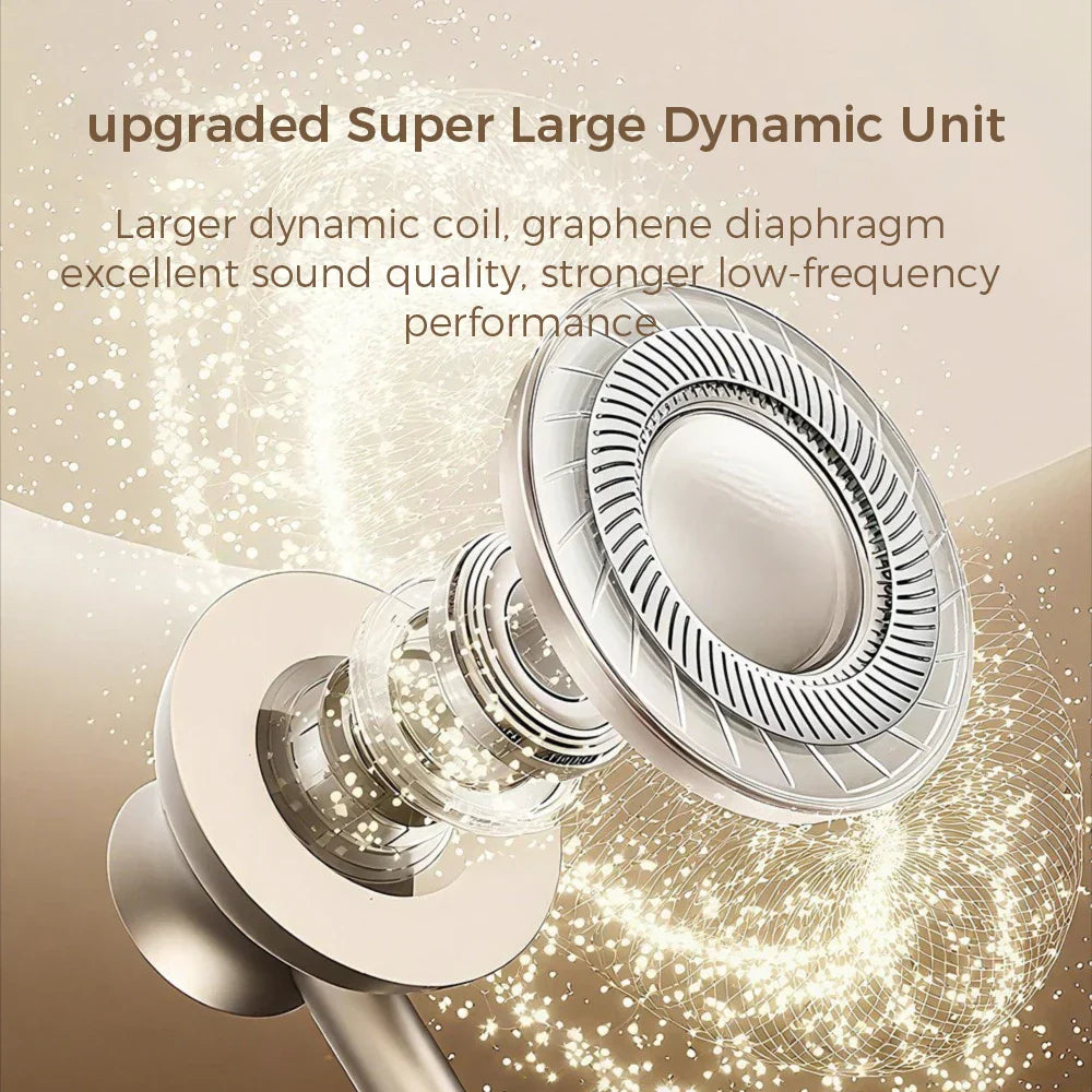 Silver metallic dynamic wired headphones with coil and graphene diaphragm for wire control earplugs iphone galaxy s25 s24 s23 s22