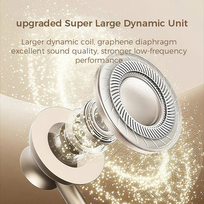 Silver metallic dynamic wired headphones with coil and graphene diaphragm for wire control earplugs iphone galaxy s25 s24 s23 s22