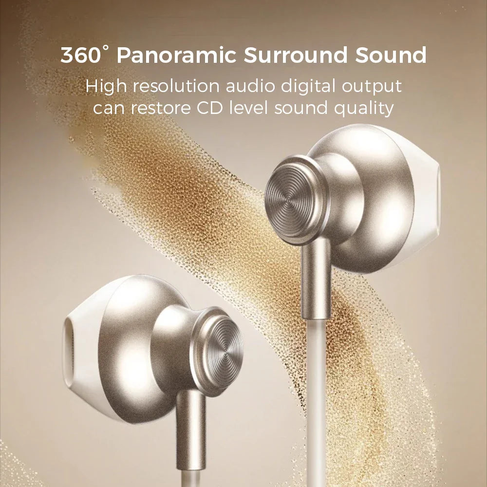 Silver and white wire control earplugs with sleek metallic finish compatible with iphone galaxy s25 s24 s23 s22 models