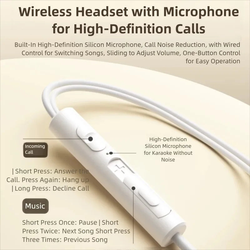 White wired headphones with wire control earplugs and builtin hd silicon mic compatible with iphone galaxy s25 s24 s23 s22