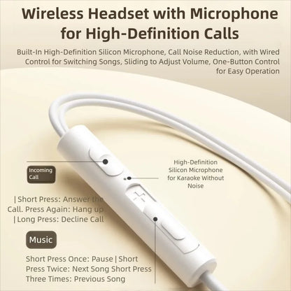 White wired headphones with wire control earplugs and builtin hd silicon mic compatible with iphone galaxy s25 s24 s23 s22