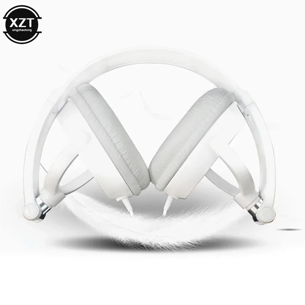 White wired over ear headphones with padded earcups sleek design flexible adjustable headset for headsets hd sound music stereo earphone
