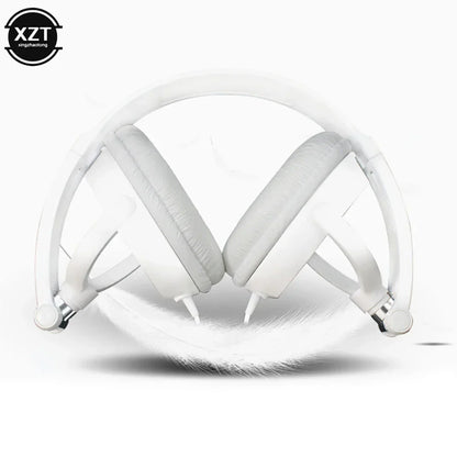 White wired over ear headphones with padded earcups sleek design flexible adjustable headset for headsets hd sound music stereo earphone