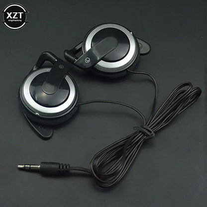 Black and silver foldable wired headphones stereo with coiled cable and 3.5mm jack for office school ring use