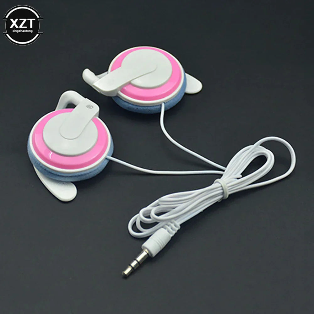 Wired headphones stereo headset driver monitoring with pink and blue clip-on design for office school ring use