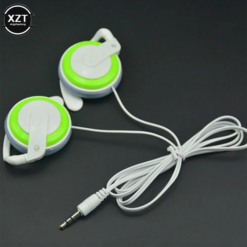 White and lime green retractable wired headphones stereo with sleek circular design for headset driver monitoring office school ring