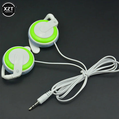 White and lime green retractable wired headphones stereo with sleek circular design for headset driver monitoring office school ring