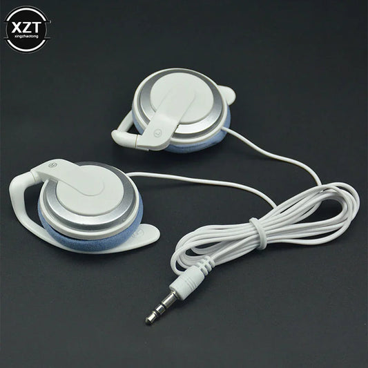 White and silver foldable wired headphones stereo with blue foam padding for office school ring and headset driver monitoring