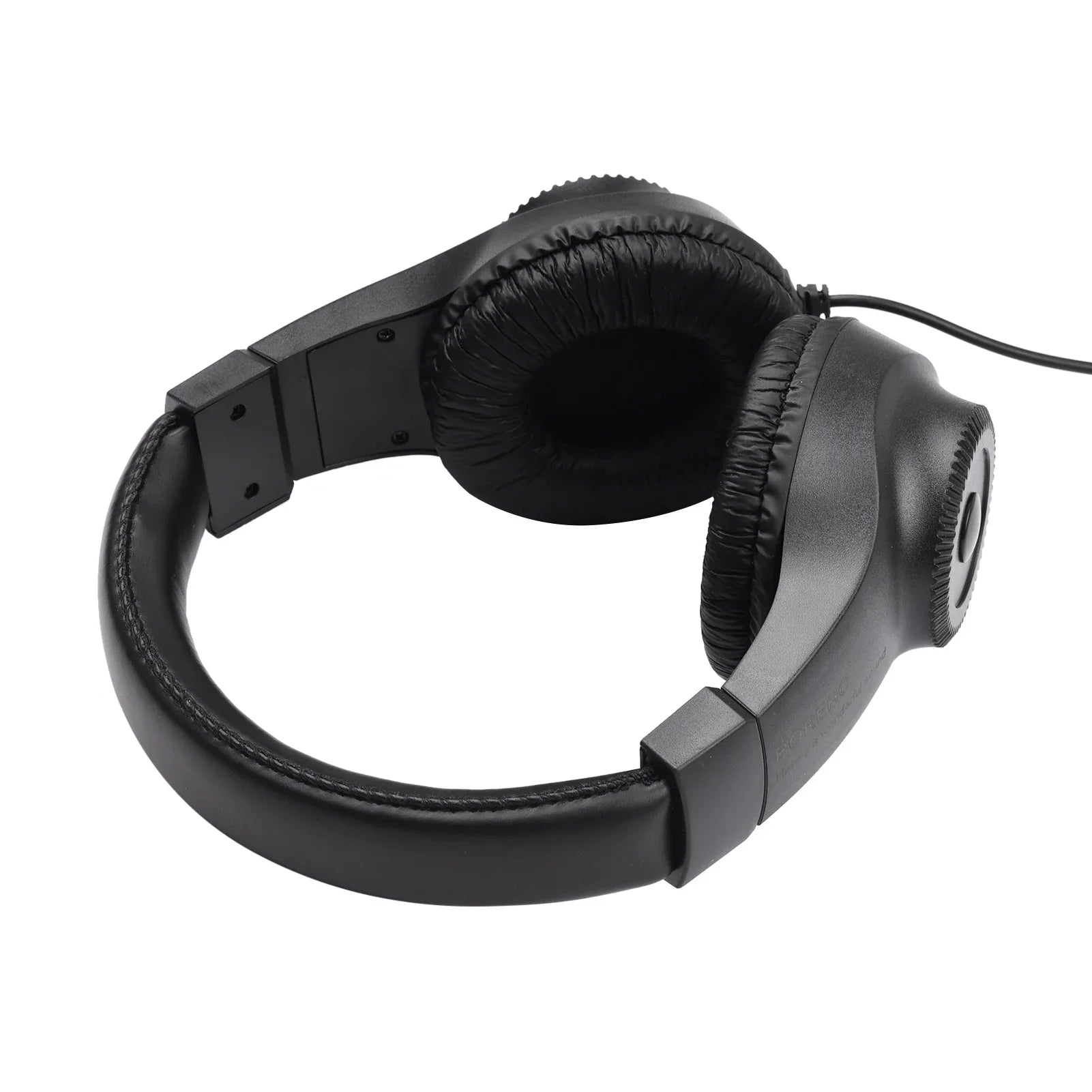 Black wired headset with padded earcups and flexible headband for electric piano single jack stereo monitoring headphone