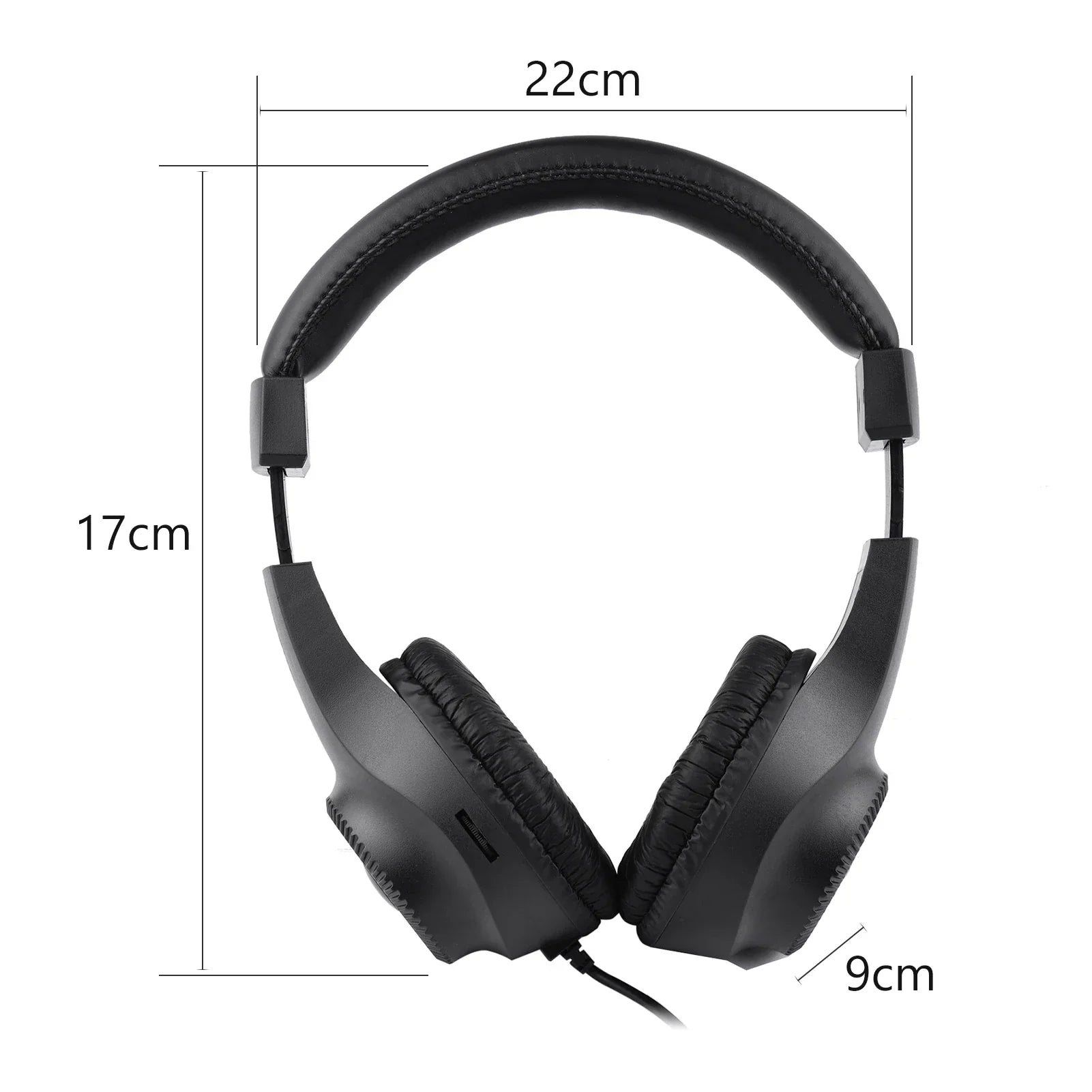 Black wired over-ear headphones with padded earcups and adjusting headband for single stereo monitoring of electronic musical instruments