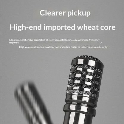 Black and silver wired microphone ktv with textured ribbed body and mesh grille for karaoke conference singing performance handheld capacitor