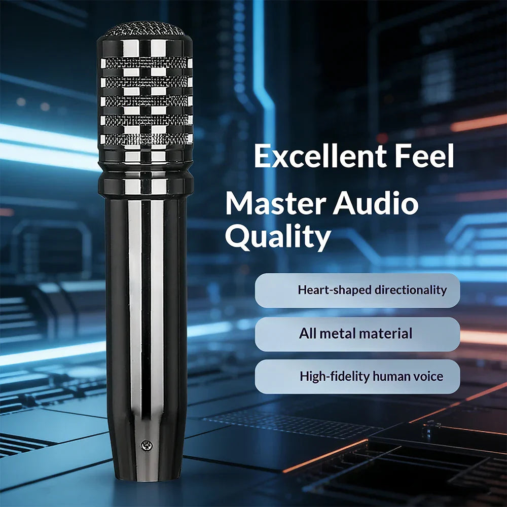 Black and silver all-metal wired microphone ktv with checkered grille for karaoke conference singing performance handheld capacitor