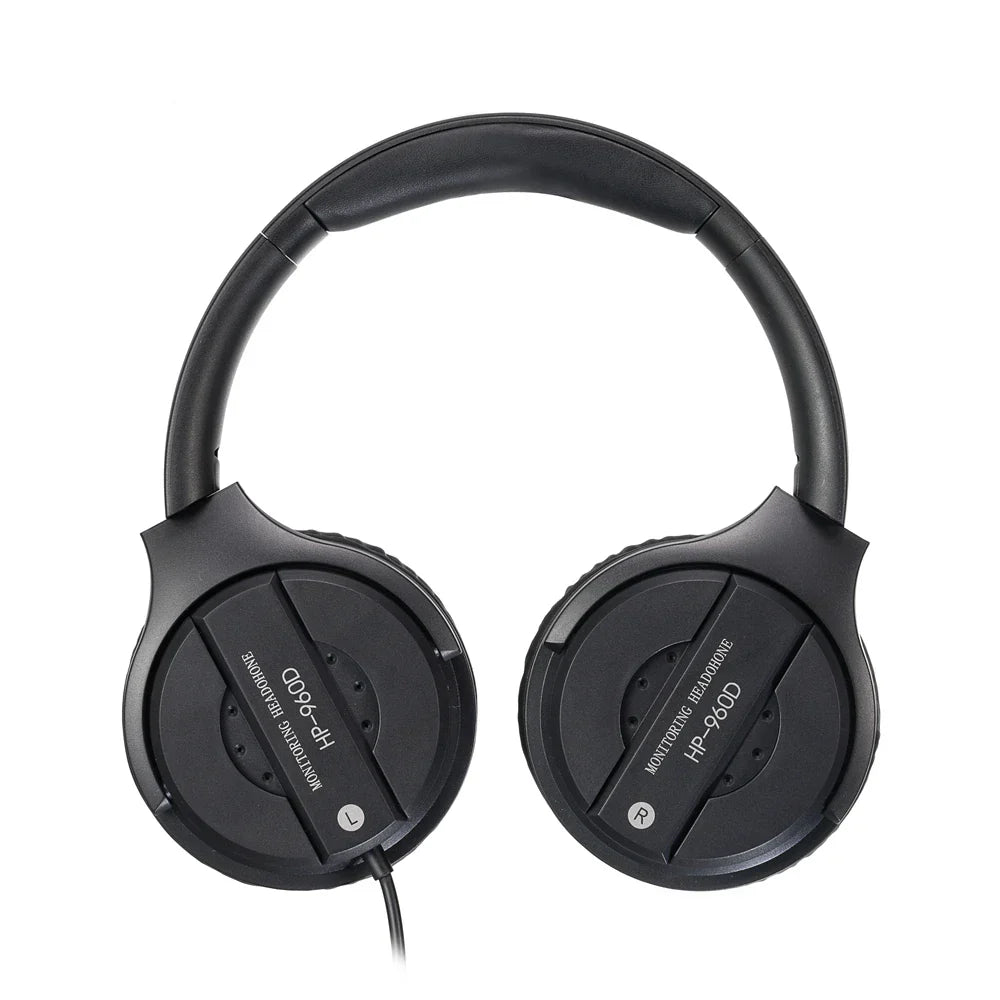 Black hp 900d wired professional studio headphone with matte finish padded headband for dj and music headset earphone use