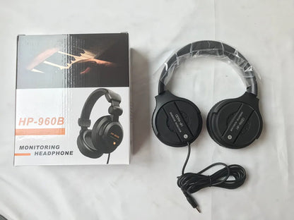 Black matte finish over ear wired professional studio headphone hp-960b with padded headband music headset earphone for DJ