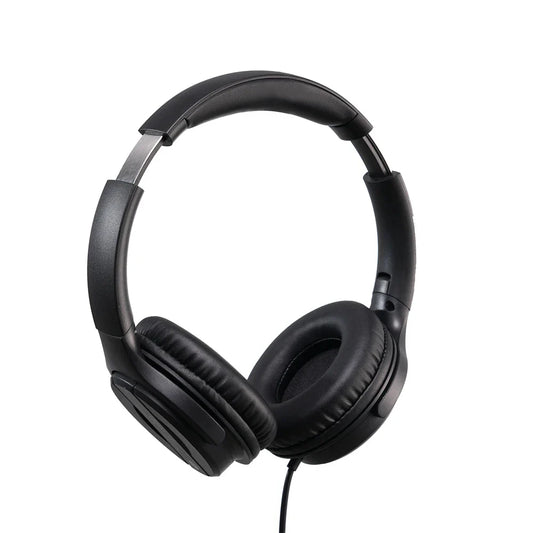 Black wired professional studio headphone with padded earcups sleek minimalist design headphone dj headphones music headset earphone
