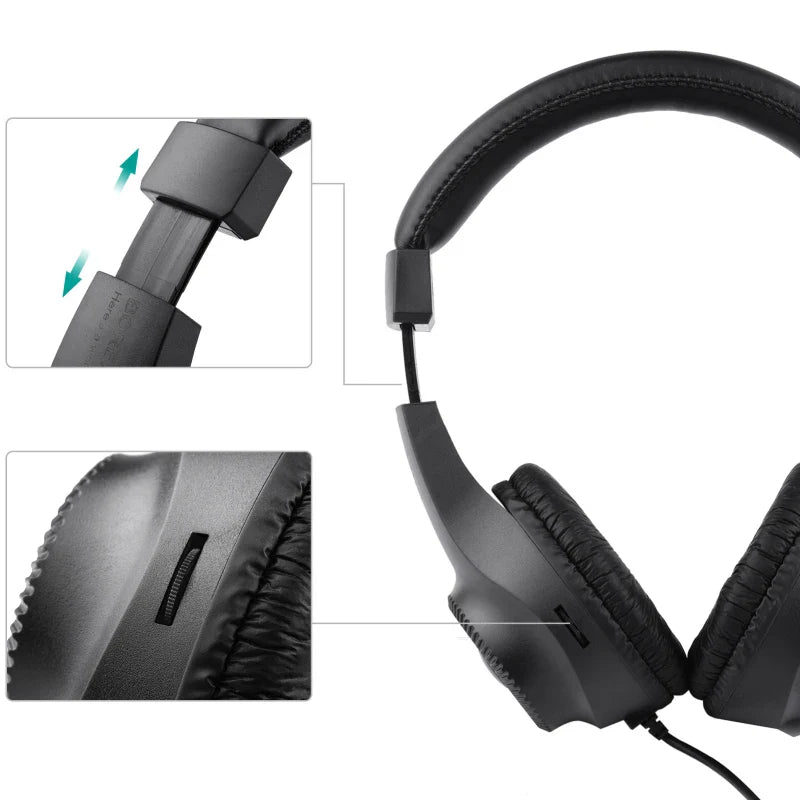 Black wired stereo monitor over-ear headphones with padded earcups 50mm driver for guitar amplifier electric piano audio mixer