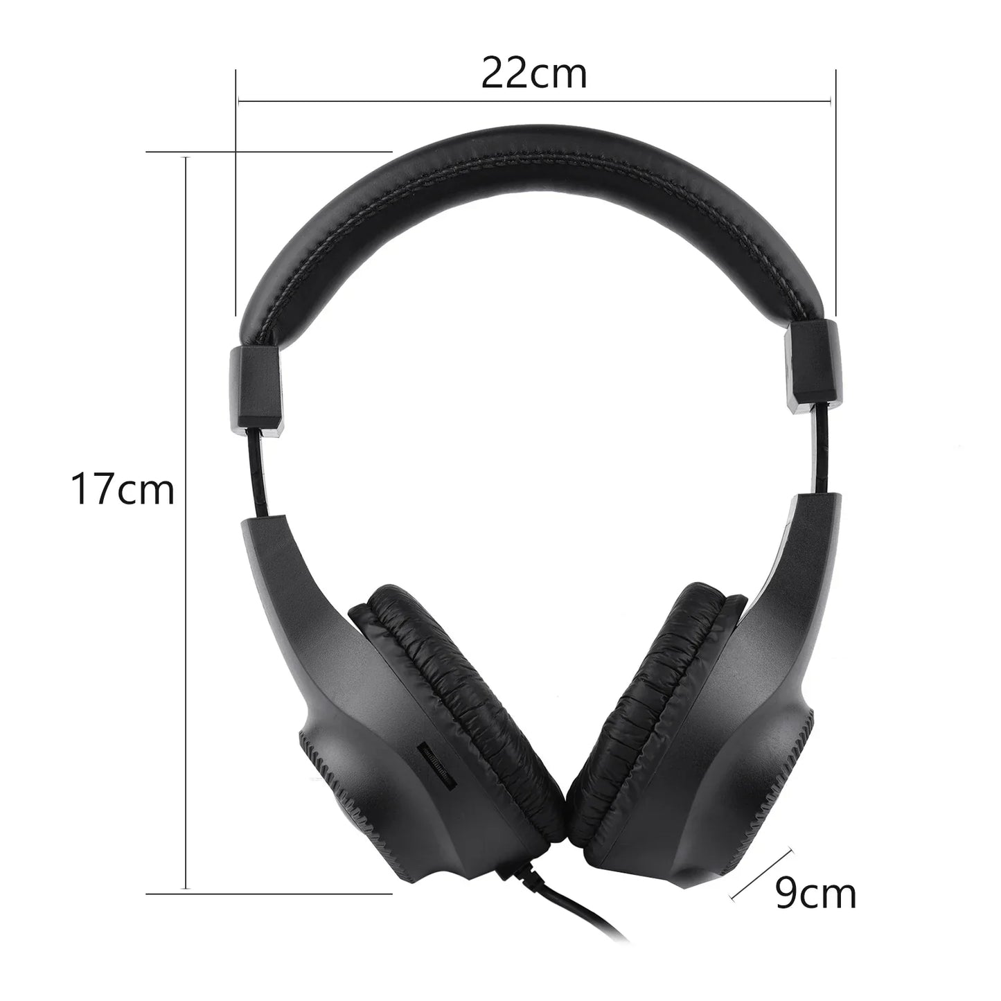 Black wired stereo over-ear headphones with padded earcups matte plastic frame 50mm driver for guitar amplifier electric and piano audio mixer