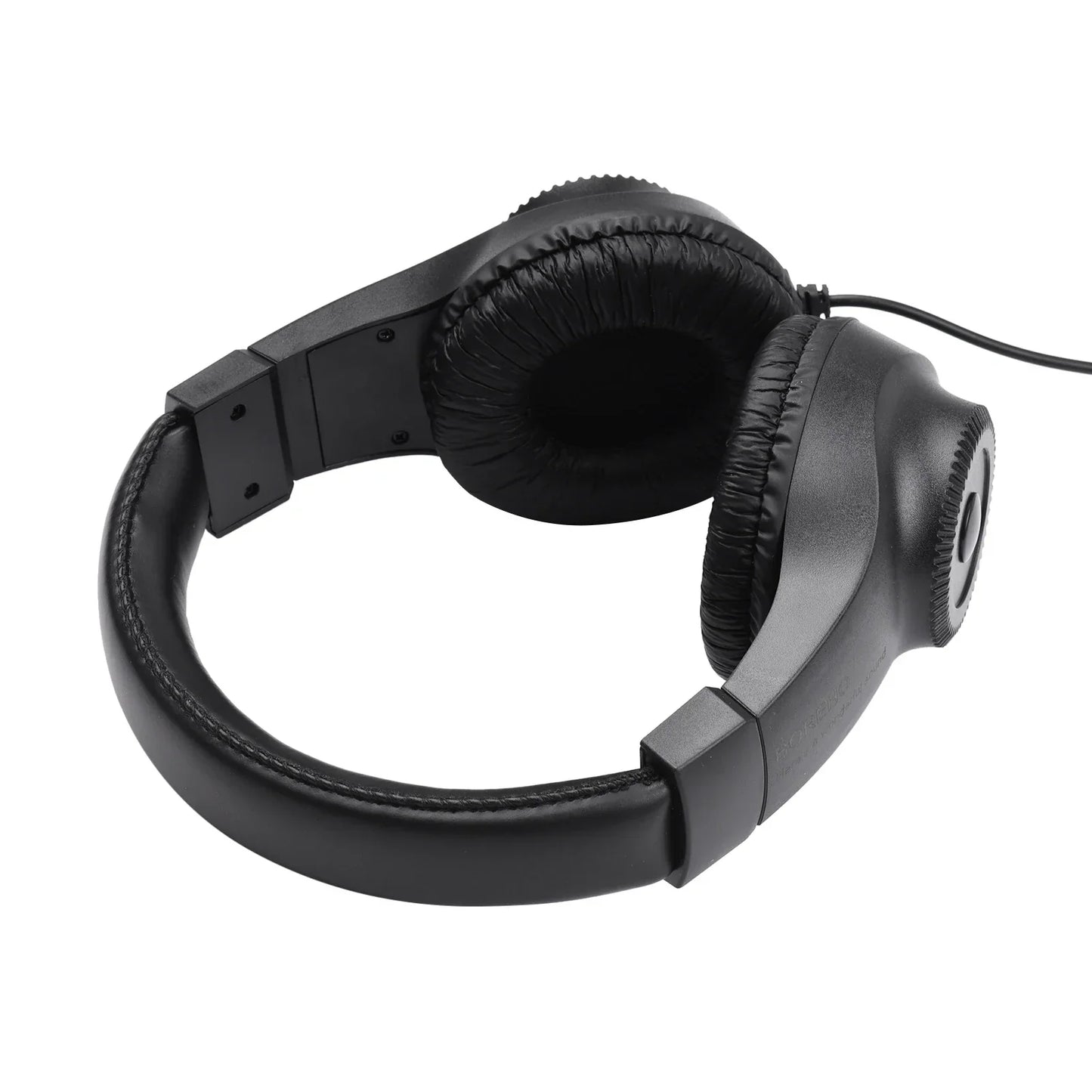 Black wired stereo monitor over-ear headphones with padded earcups and flexible headband for recording monitoring music