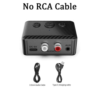 Black carbon fiber wireless audio receiver with aux rca jacks and dc 5v port for car speaker amplifier u-disk playback