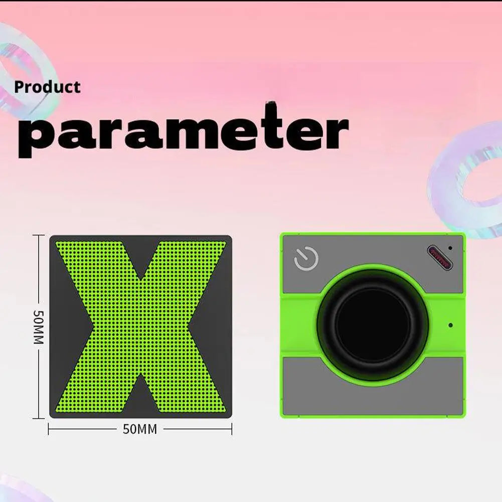 A compact lime green and gray mini audio outdoor speaker with bass sound usb rechargeable hifi music player features