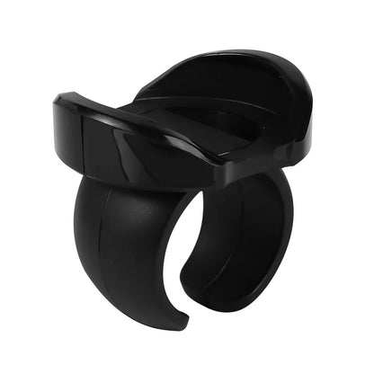 Black glossy plastic nail clipper holder with curved ergonomic design for wireless bluetooth 5.0 remote controller media button car motorcycle steering wheel music use