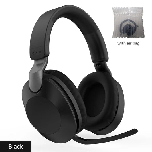 Black wireless bluetooth-compatible headset eearphone with padded earcups and hifi stereo bt5 for calls and music