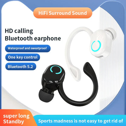 White and black wireless bluetooth earphones hifi with illuminated blue button earbuds noise cancelling waterproof game sports