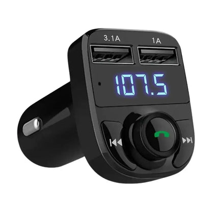 Black wireless bluetooth fm transmitter with dual usb charger digital display calling radio receiver and music stereo adapter