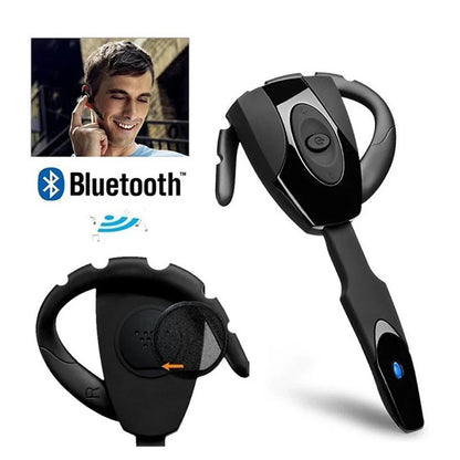 Black wireless bluetooth headphones with microphone handsfree noise-canceling and blue indicator light for business gaming