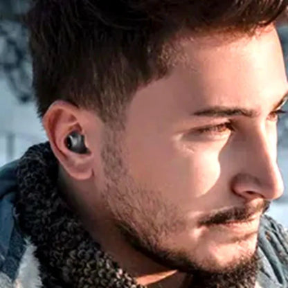 Black in-ear wireless earbud with sleek design for sport headset waterproof microphone and headphonestws control use