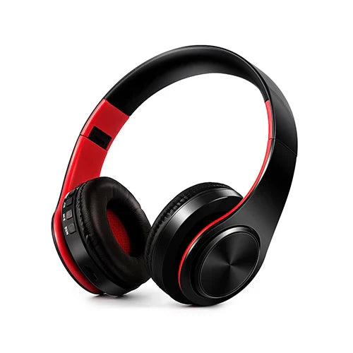 Black and red wireless bluetooth music headphones with microphone stereo bass earphones sports headset design