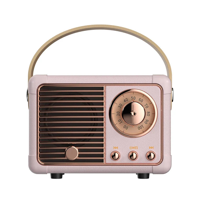 Rose gold and matte pink retro-style som portable bluetooth speaker with curved handle handfree mini subwoofer bocina blootooth