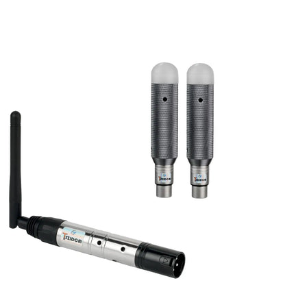 Silver and black wireless charging dj receiver transmitter led lighting with two silver mesh microphones for stage par party use