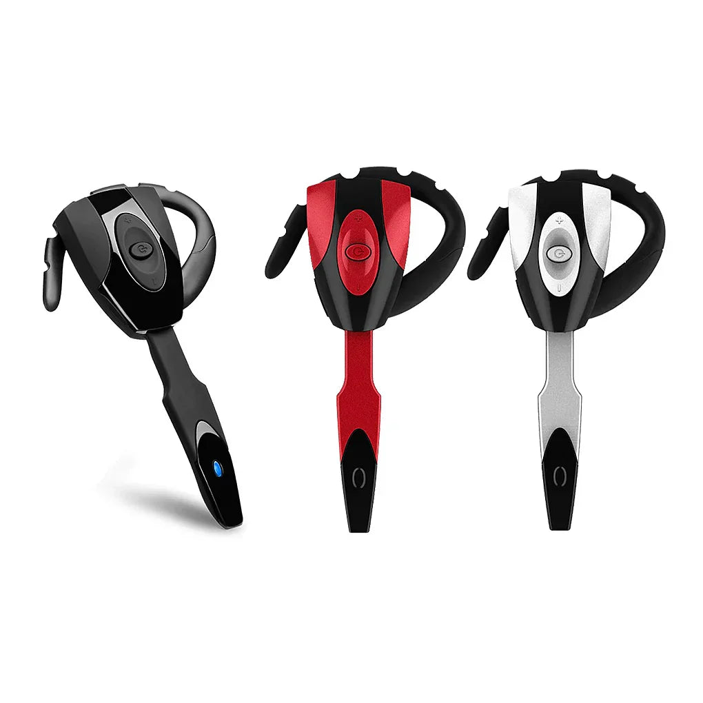 Three wireless bluetooth earbuds in black red and black and silver and black with microphone usb mini for drivers gaming earphones