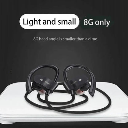 Black wireless earphones wireless bluetooth with sleek curved design and attached cable for gaming handsfree and sports use
