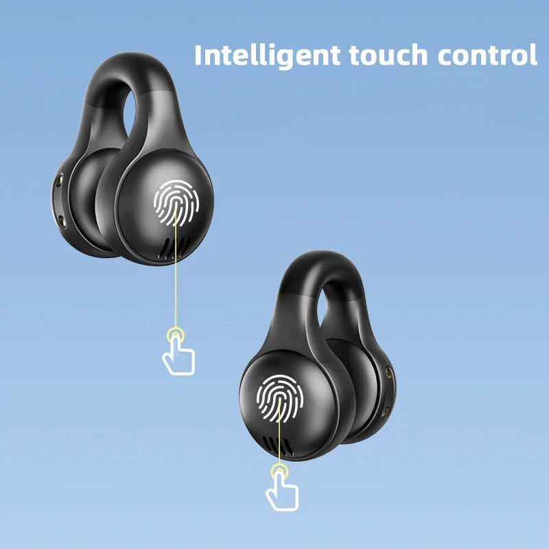 Black wireless headphones bluetooth with intelligent touch control fingerprint sensor design for handsfree noise canceling sports gaming earplug