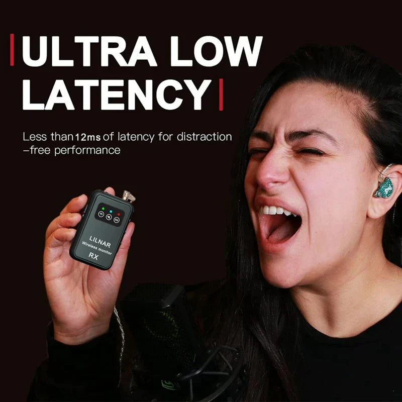 Black linear rx wireless monitor with green and red indicator lights for wireless iem studio live broadcast-au47 type beat music