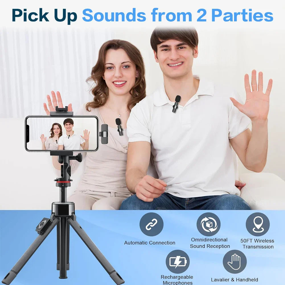 Black and red compact tripod with phone mount for wireless lavalier microphone recording mini microphone phone live broadcast