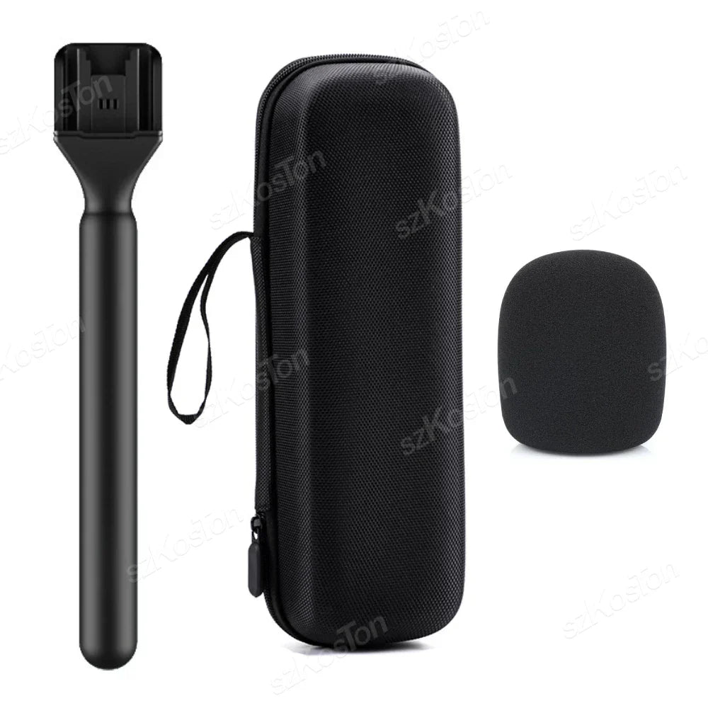 Black matte wireless lavalier microphone handheld pole with phone mount for rode wireless vlog interview report use